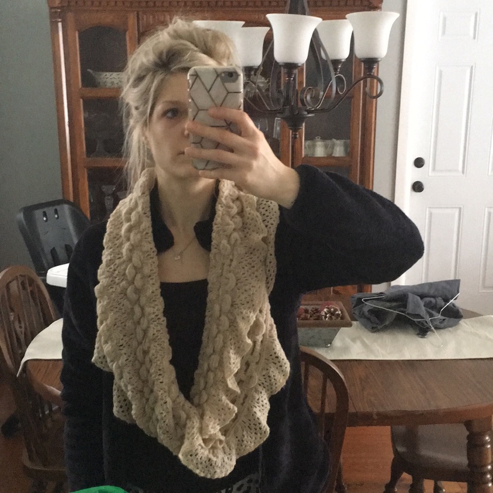 Free With Bundle Infinity Tan and Gold Scarf